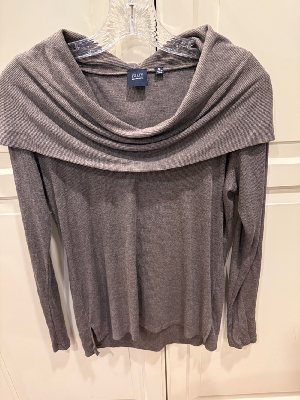Blue Saks 5th Avenue Greige Cowl Neck Women's Sweater